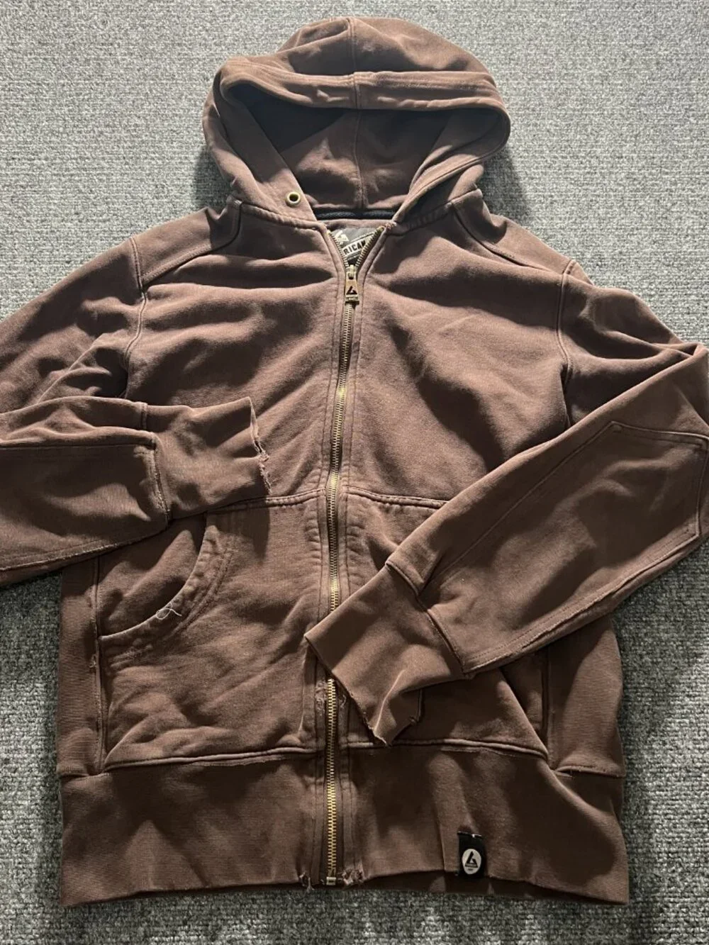 American Giant Full Zip Hoodie Mens Brown Hooded Sweatshirt